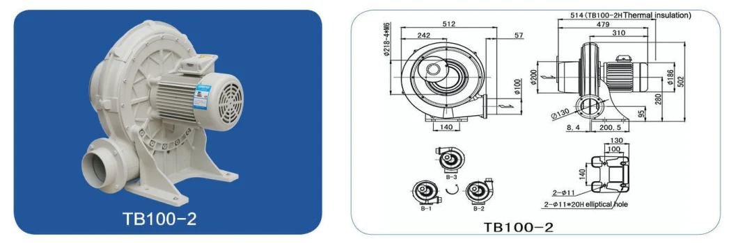 1500W Aluminum Medium Pressure Industrial Air Blowers, High Temperature Insulation Centrifugual Blowers with Patent Appearance